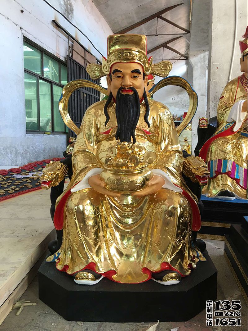 玻璃鋼漆金財神坐像企業招財財神雕塑 玻璃鋼漆金財神坐像企業招財財神雕塑