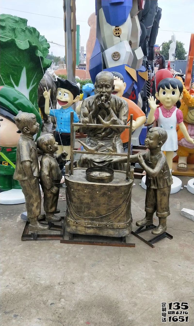 景區(qū)擺放吹糖人玻璃鋼仿銅人物雕塑 景區(qū)擺放吹糖人玻璃鋼仿銅人物雕塑