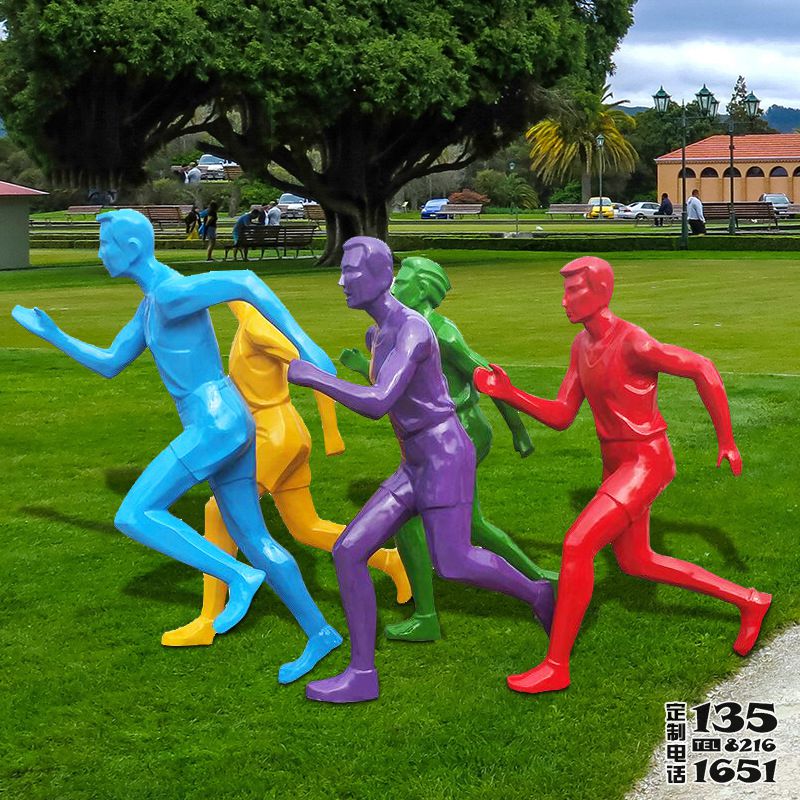 園林景觀幾何跑步運動人物玻璃鋼雕塑 園林景觀幾何跑步運動人物玻璃鋼雕塑