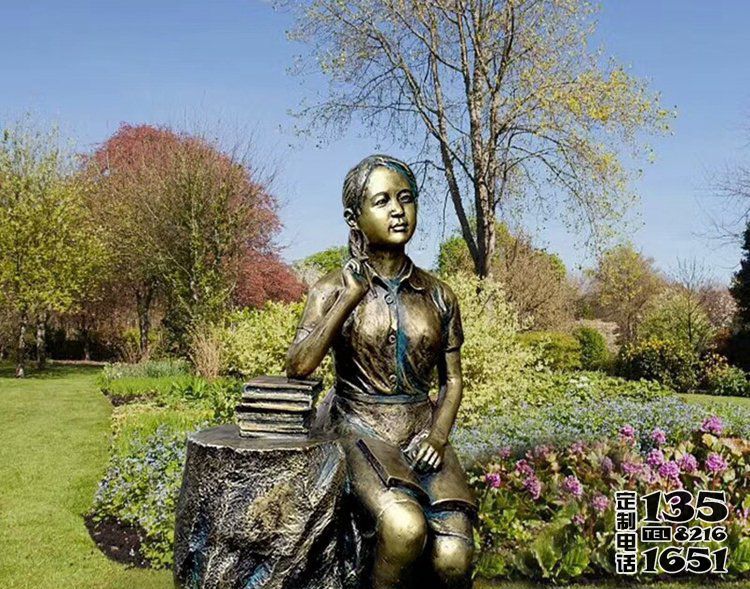 草坪園林創意玻璃鋼仿銅讀書人物雕塑 草坪園林創意玻璃鋼仿銅讀書人物雕塑