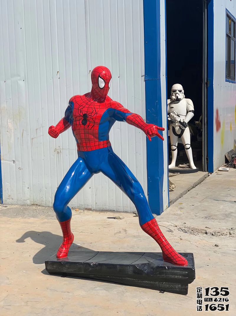 電影院玻璃鋼動漫人物蜘蛛俠雕塑 電影院玻璃鋼動漫人物蜘蛛俠雕塑