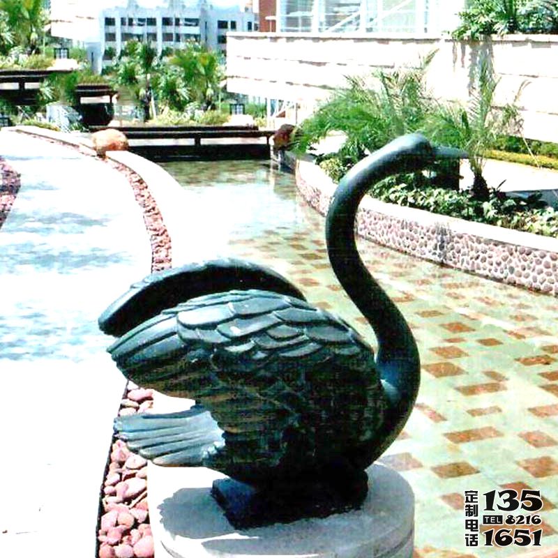 酒店噴泉邊玻璃鋼仿銅天鵝雕塑 酒店噴泉邊玻璃鋼仿銅天鵝雕塑