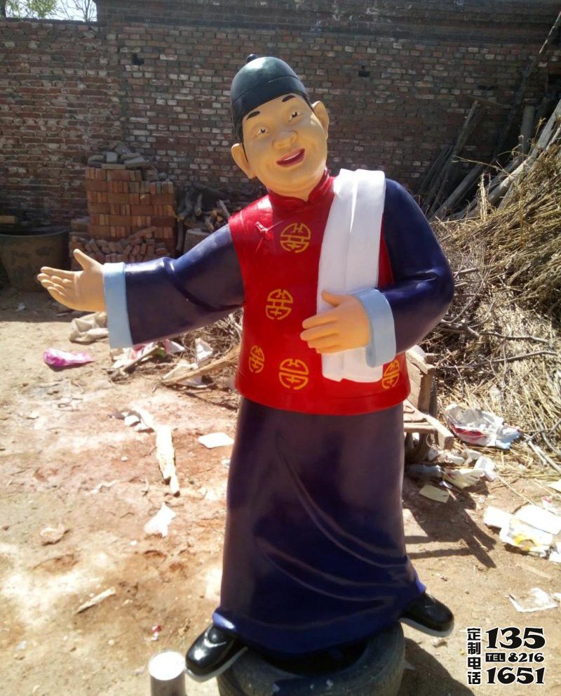 步行街商店門口擺放玻璃鋼彩繪卡通人物店小二雕塑 步行街商店門口擺放玻璃鋼彩繪卡通人物店小二雕塑